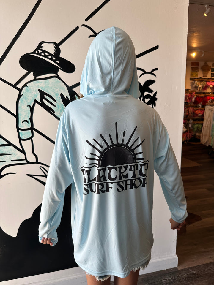 Blacktop Sun Performance Hoodie in Ice Blue