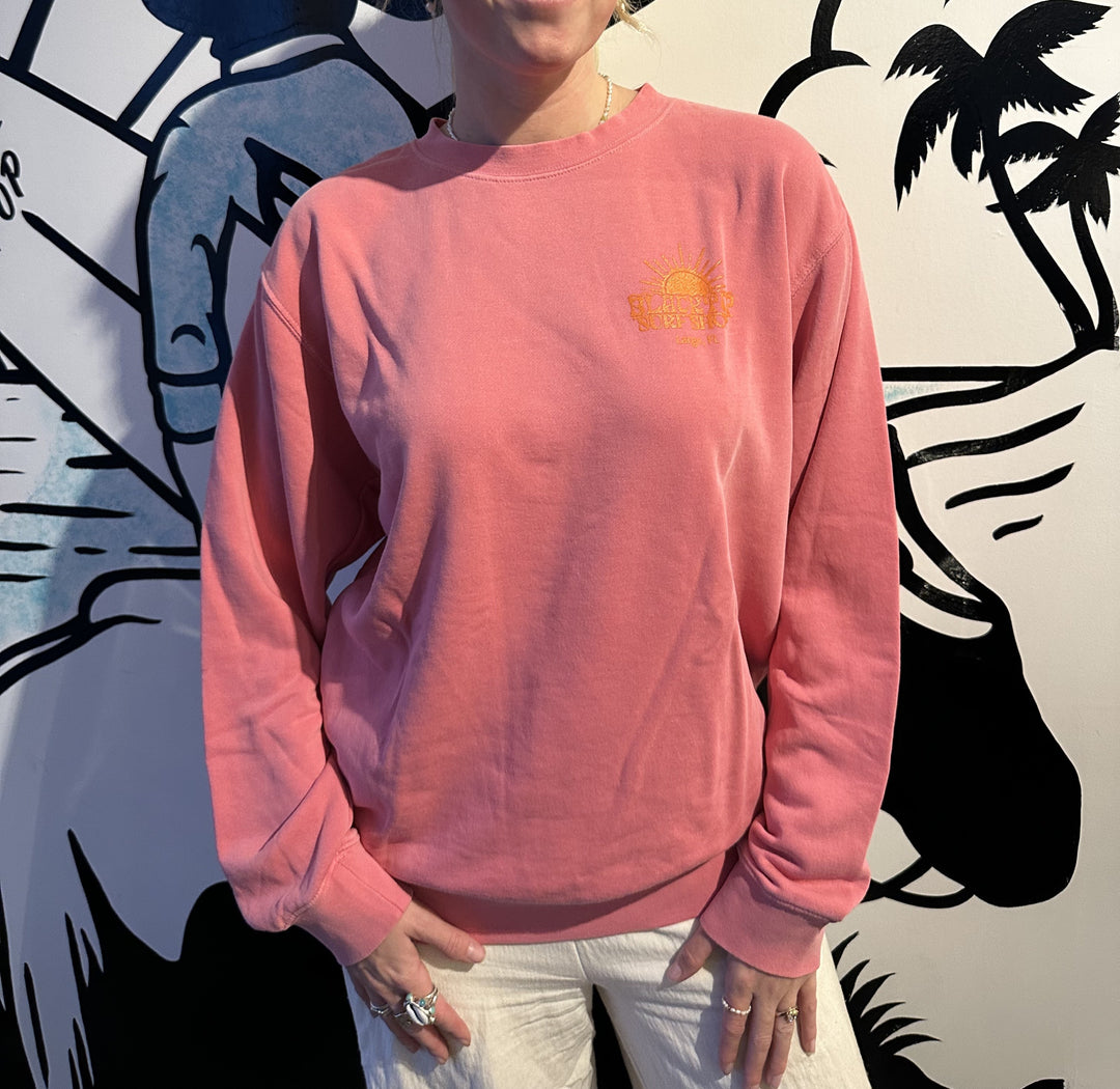 Let's See Sunset Crewneck Sweatshirt in Hot Pink