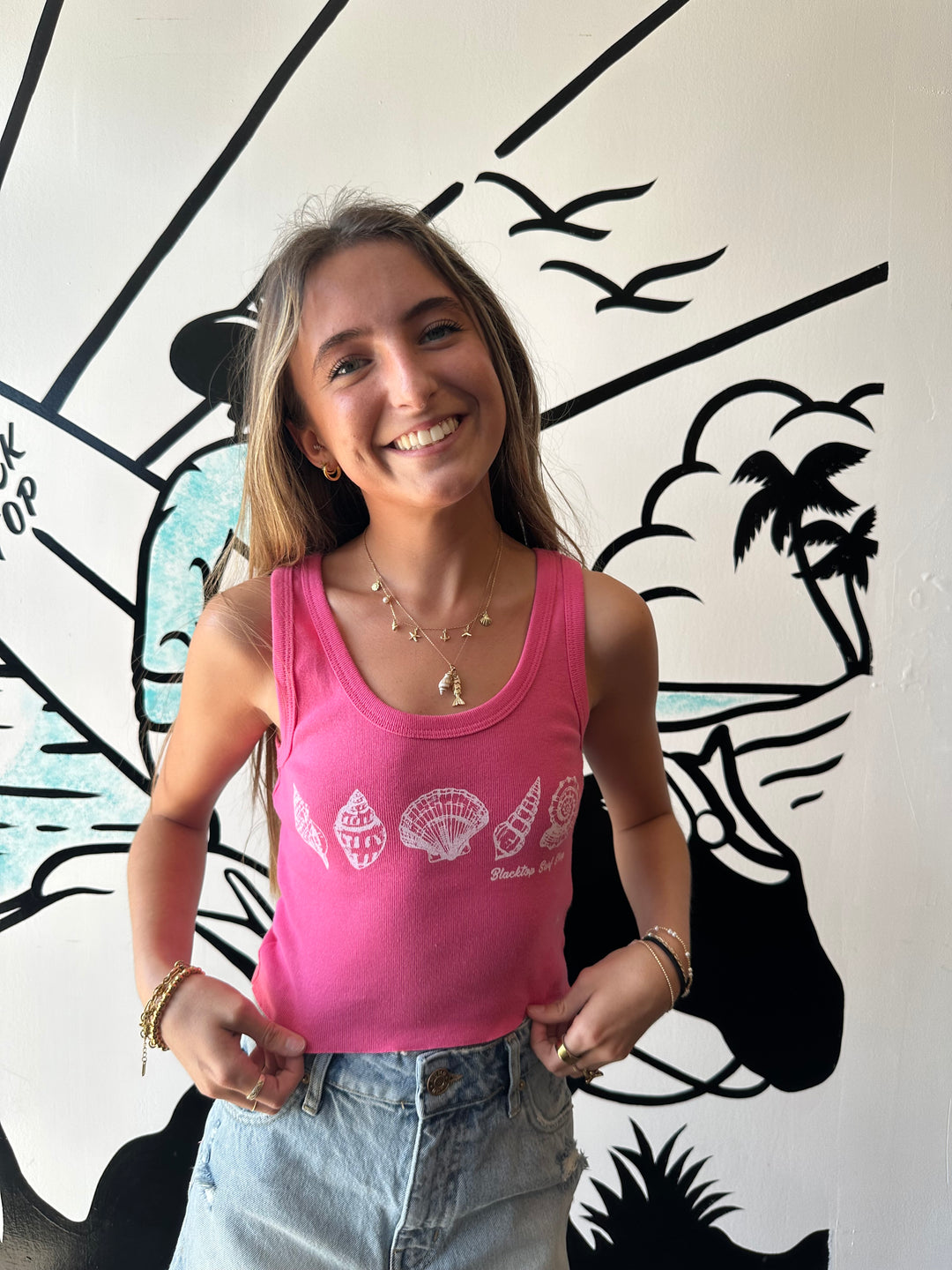Blacktop Mermaid Treasure Tank in Pink