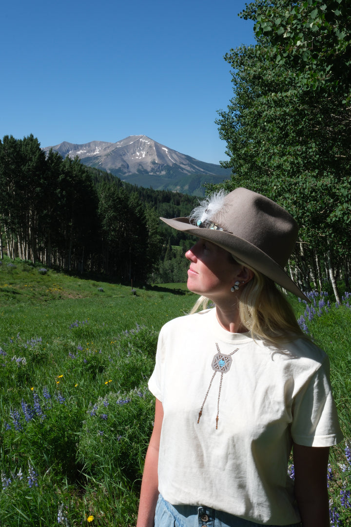 Brooke Bolo Tie Boxy Baby Tee in Natural