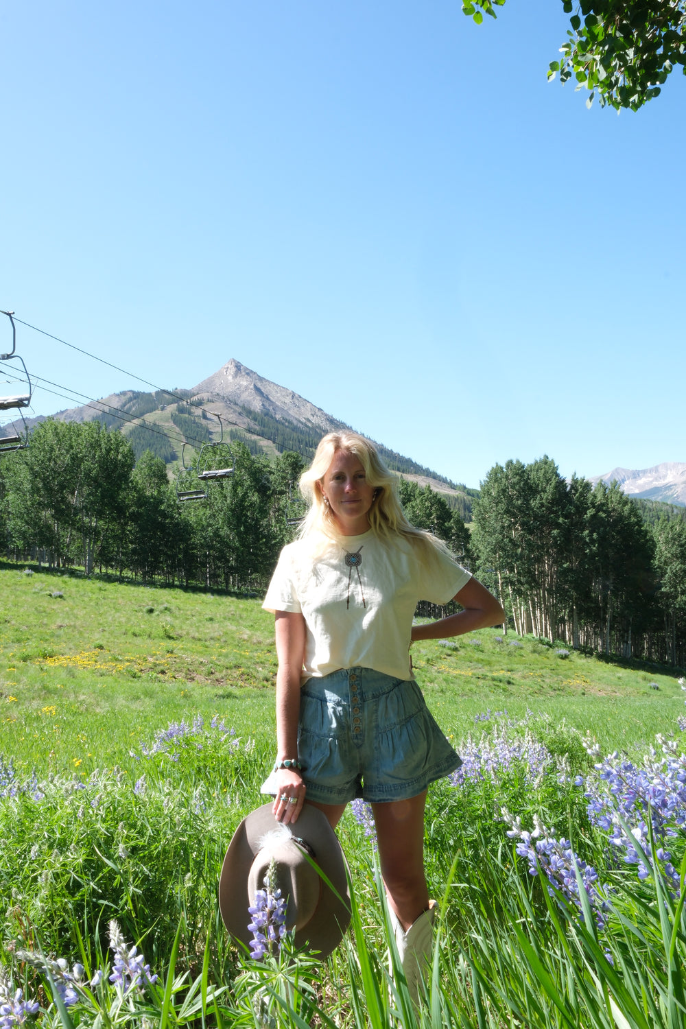 Brooke Bolo Tie Boxy Baby Tee in Natural