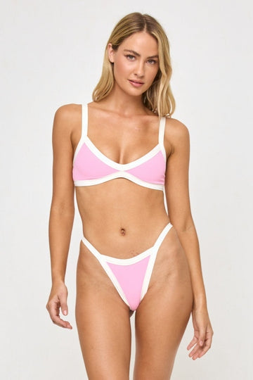 Taylor Bikini Top in White & Pink