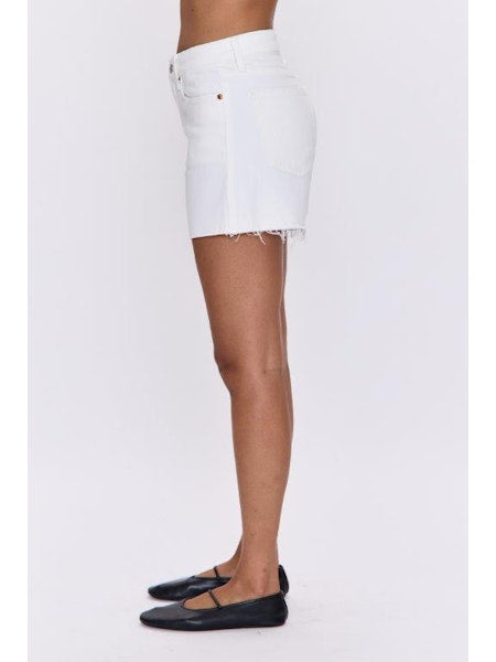 Kenendy Relaxed Mid Rise Cut Off Short in Antique White