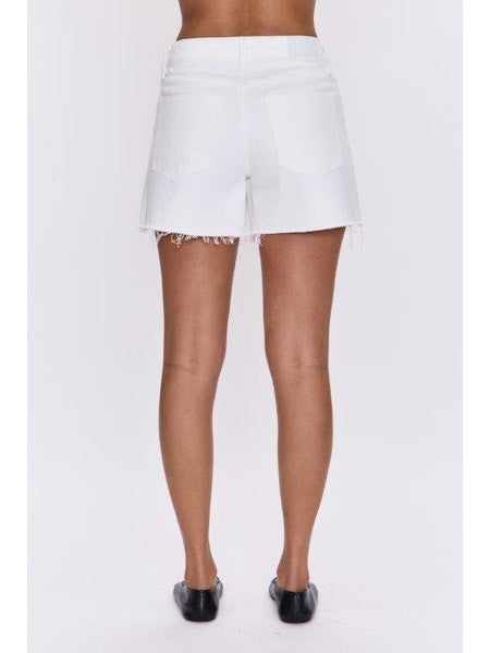 Kenendy Relaxed Mid Rise Cut Off Short in Antique White