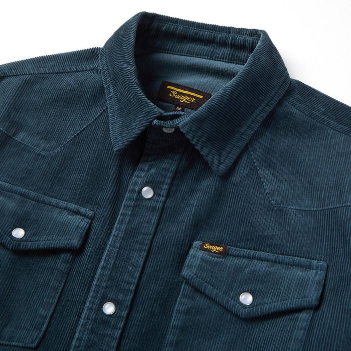 Reagan Pearl Snap in Corduroy Stormy Blue