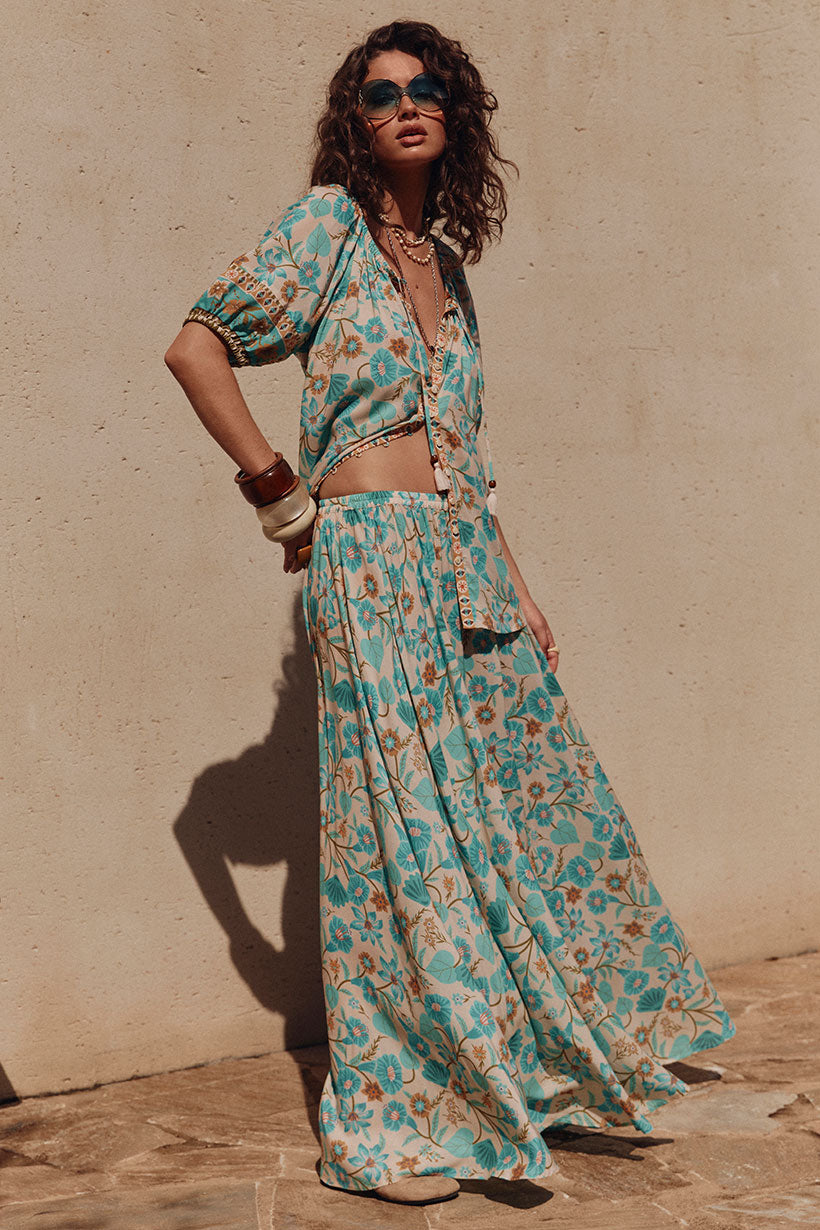 Goldie Maxi Skirt in Lagoon