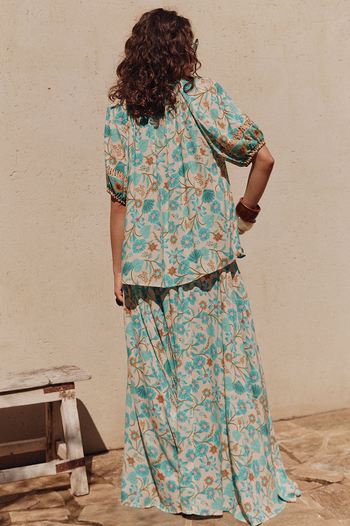 Goldie Maxi Skirt in Lagoon