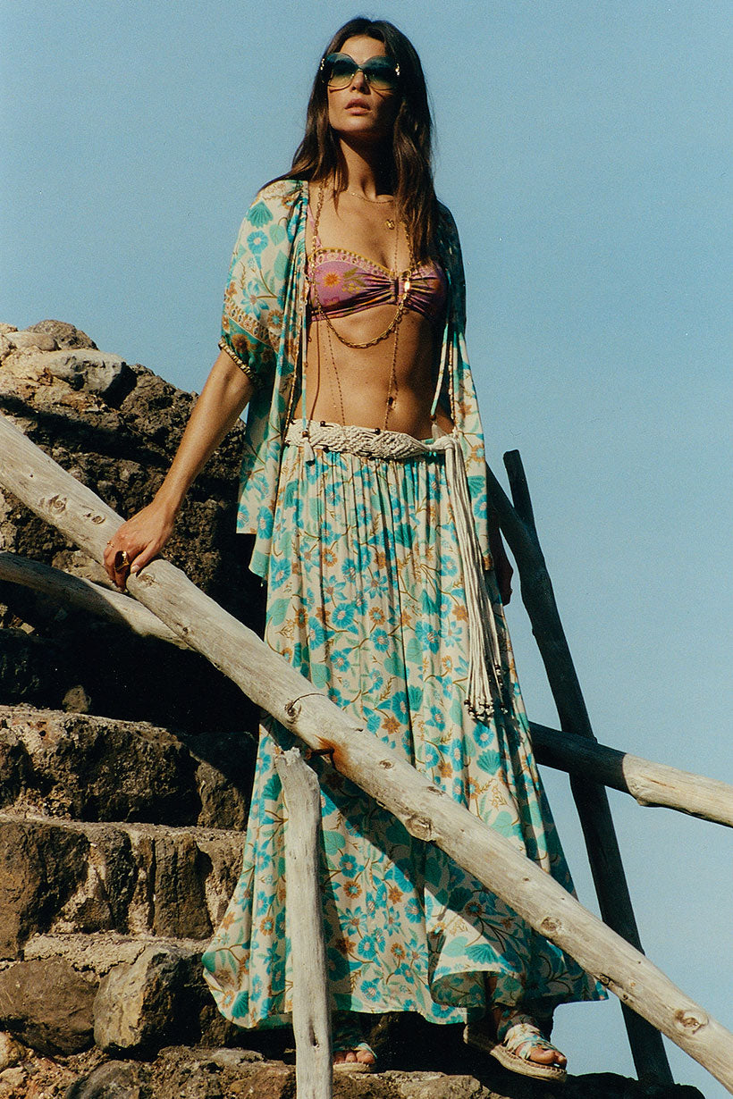 Goldie Maxi Skirt in Lagoon