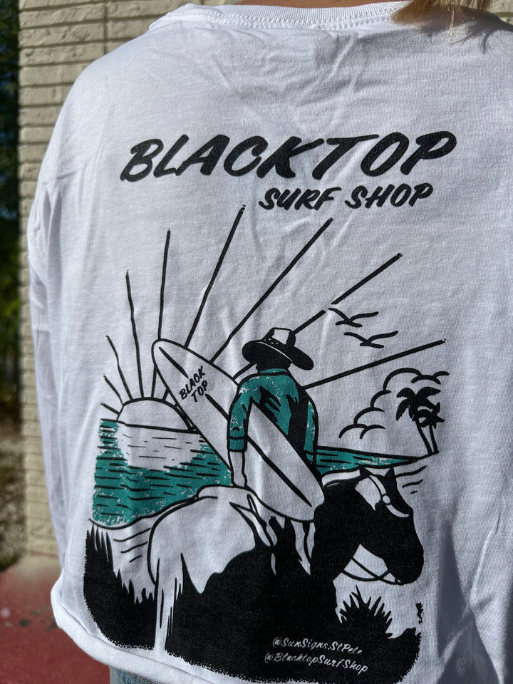 Blacktop Cowboy Crop Long Sleeve in White