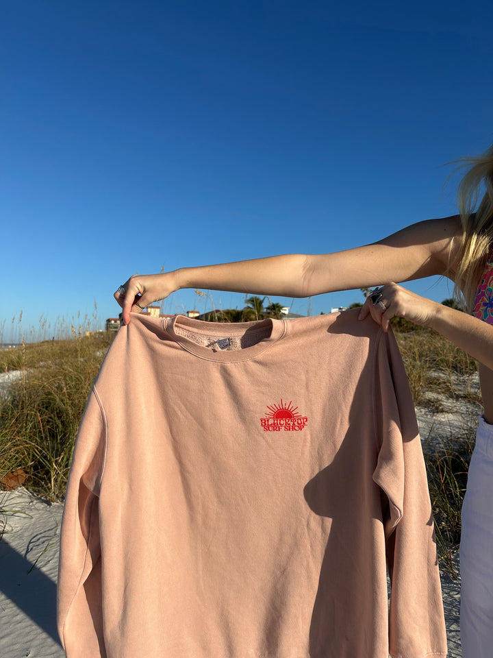Let's See Sunset Crewneck Sweatshirt in Dusty Pink
