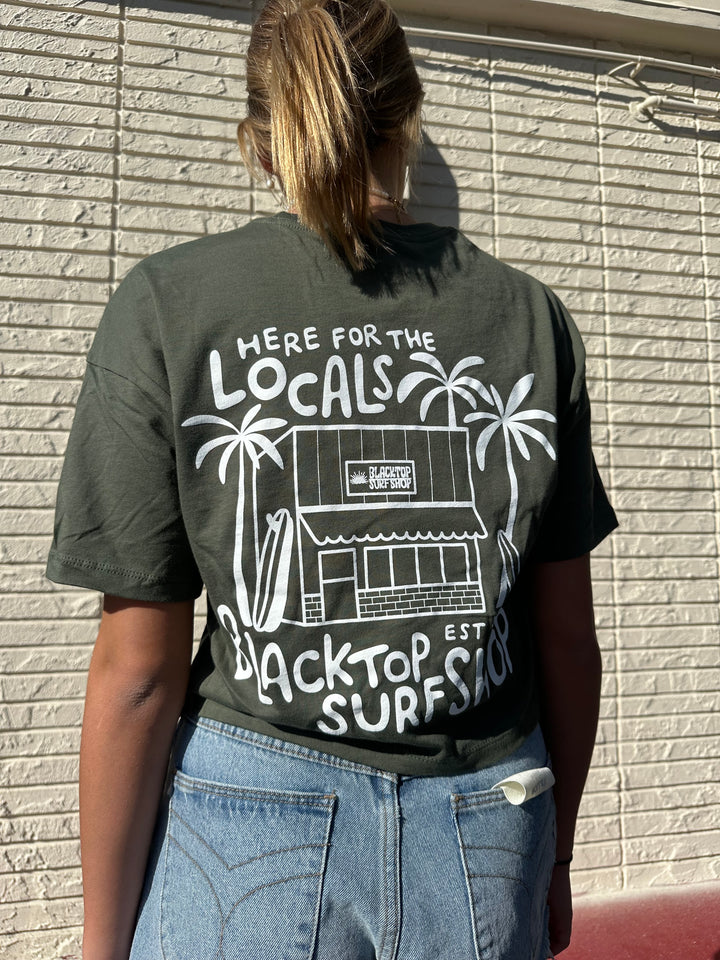 Locals Crop Tee in Army