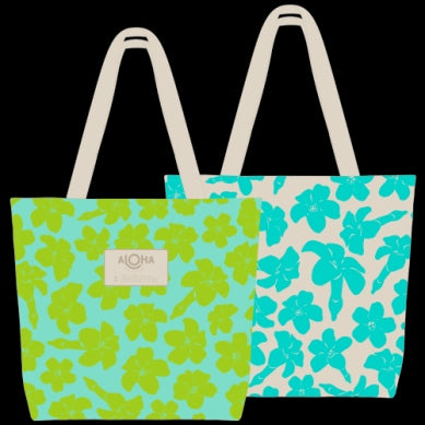 Puakenikeni Buds Reversible Tote in Fresh/Splash