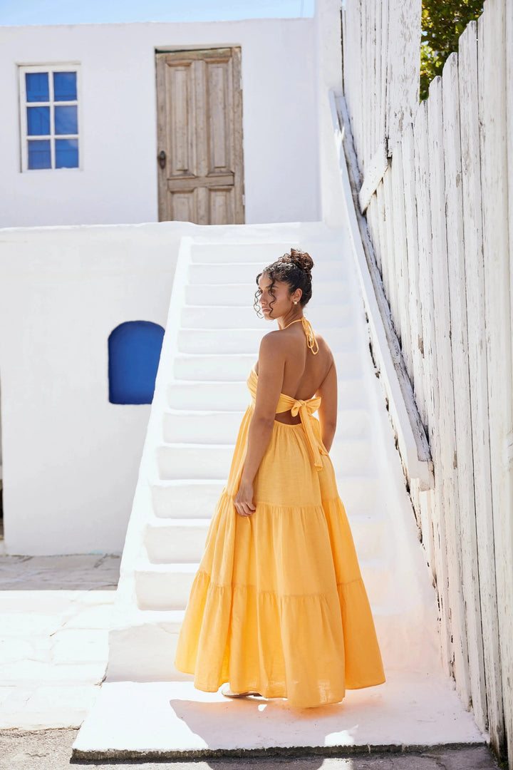 Carlotta Maxi Dress in Tangerine