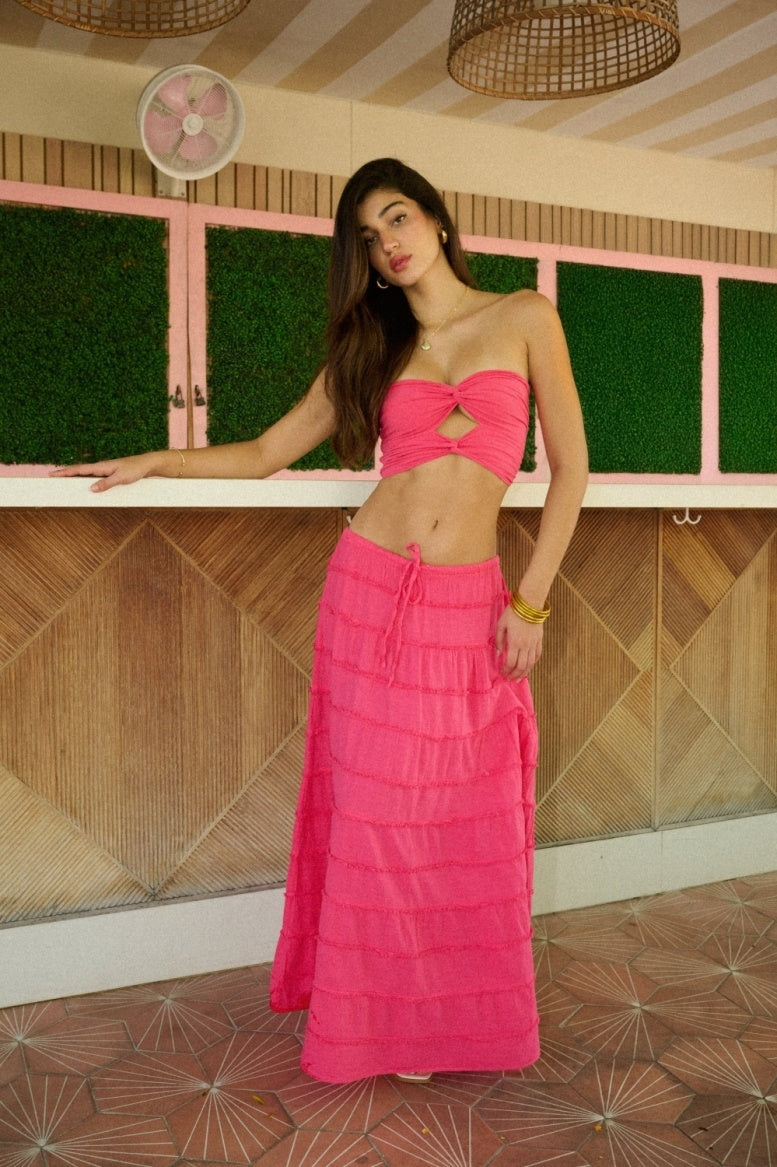 Brielle Flowy Skirt in Raspberry