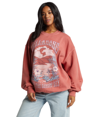 Ride in Oversized Crewneck Sweatshirt in Red Clay