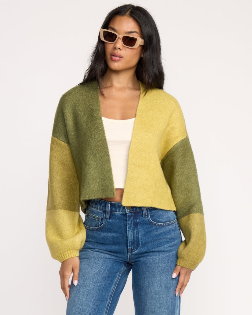 Block Out Cardigan in Green Tea