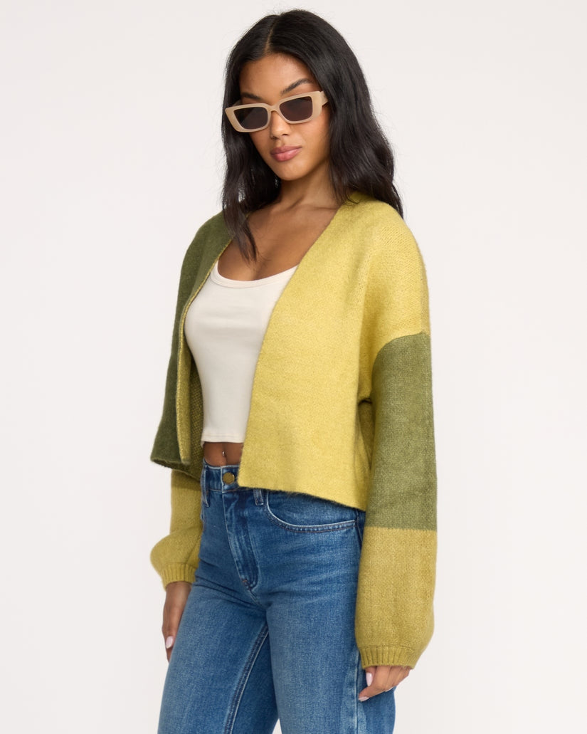 Block Out Cardigan in Green Tea