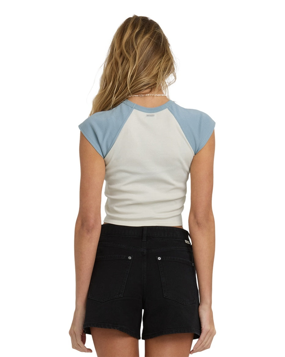 Forever Had SS Raglan Tee in Mason Blue