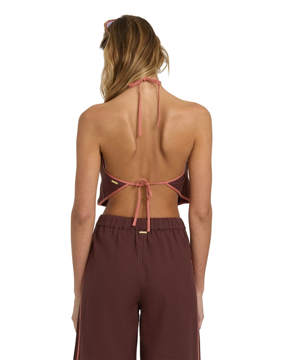 Double Take Halter Top in Teak