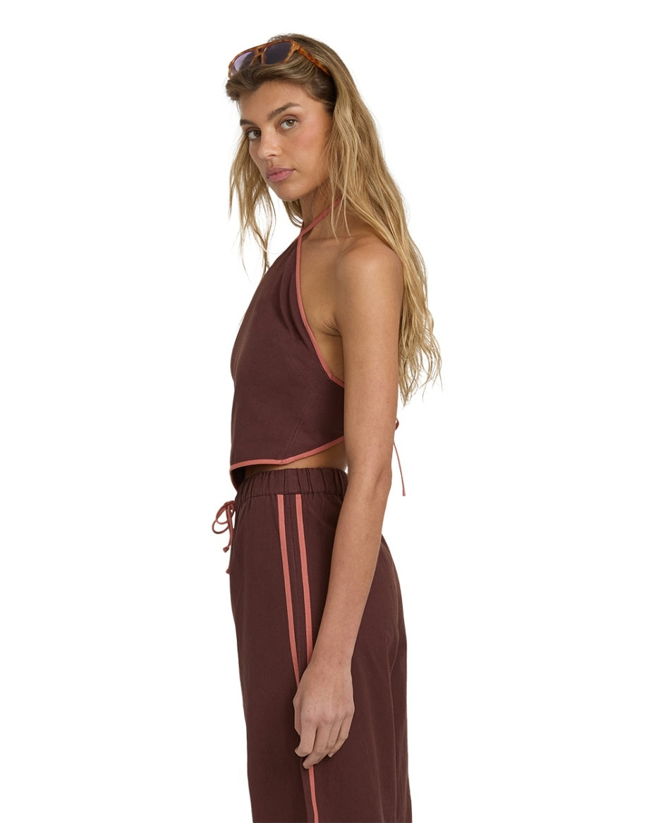Double Take Halter Top in Teak