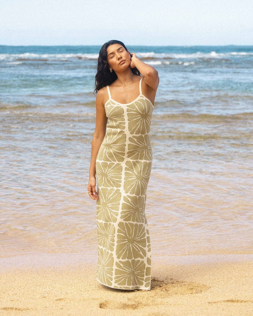 Overheated Midi Dress in Green Ash