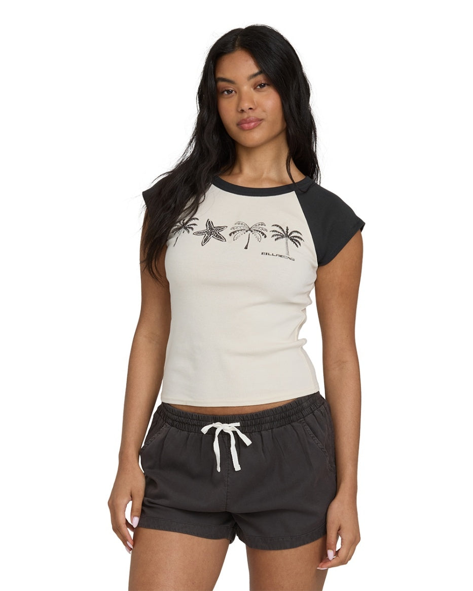 Des Tropic SS Raglan in White Cap