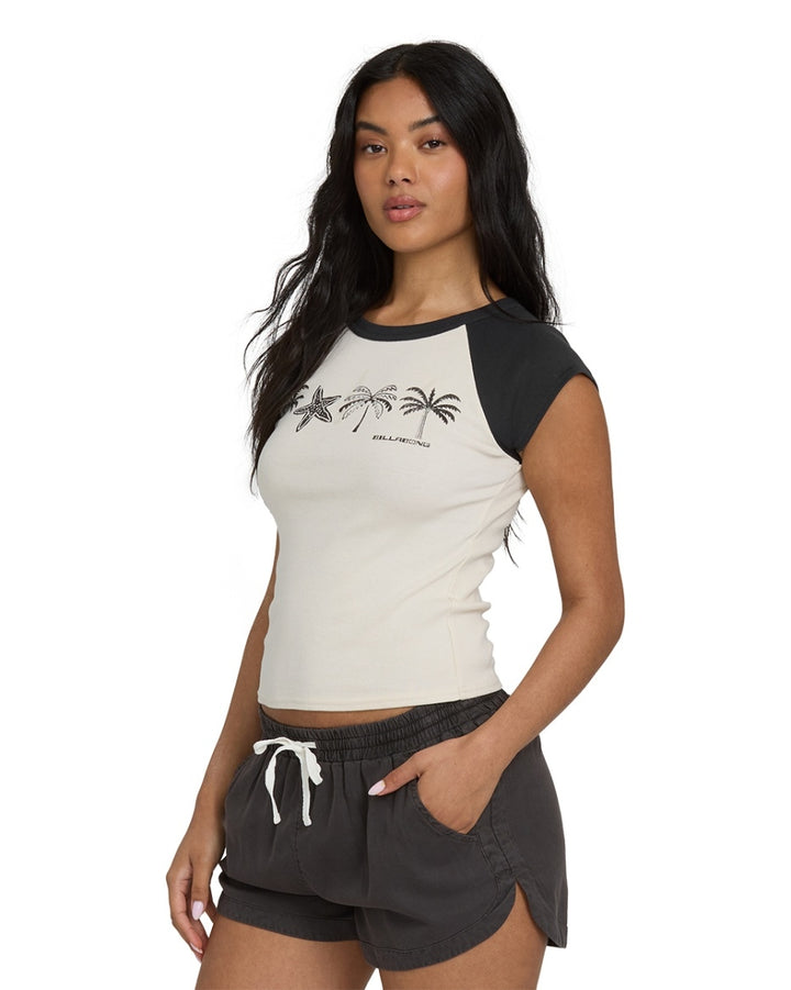 Des Tropic SS Raglan in White Cap