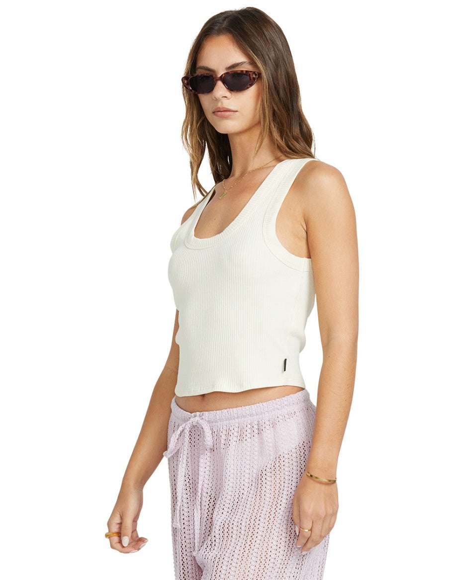 Rerun Knit Tank in White Cap