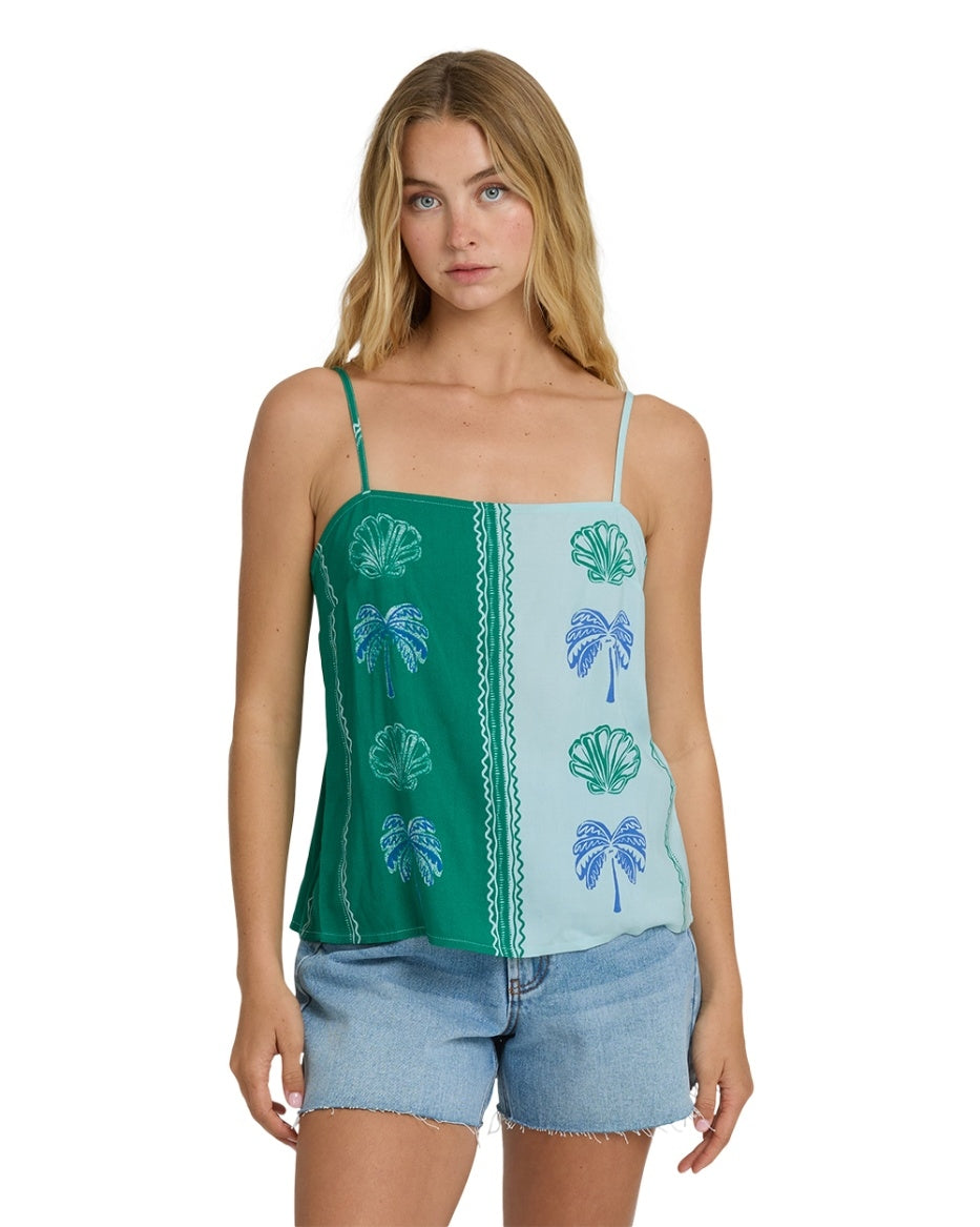 Vacay Dreams Woven Tank in Pool Blue