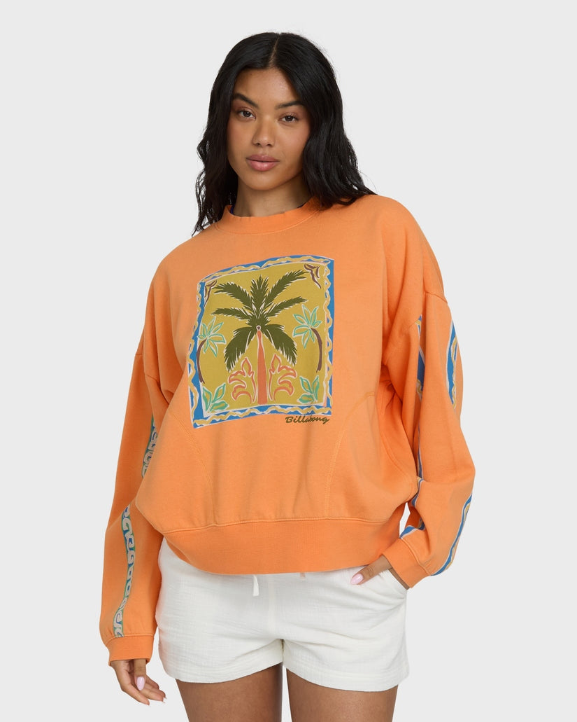 Palm Rio Crewneck Sweatshirt in Tangerine