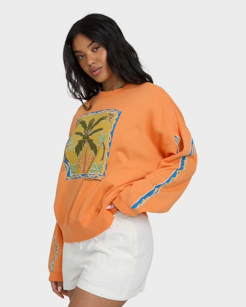 Palm Rio Crewneck Sweatshirt in Tangerine