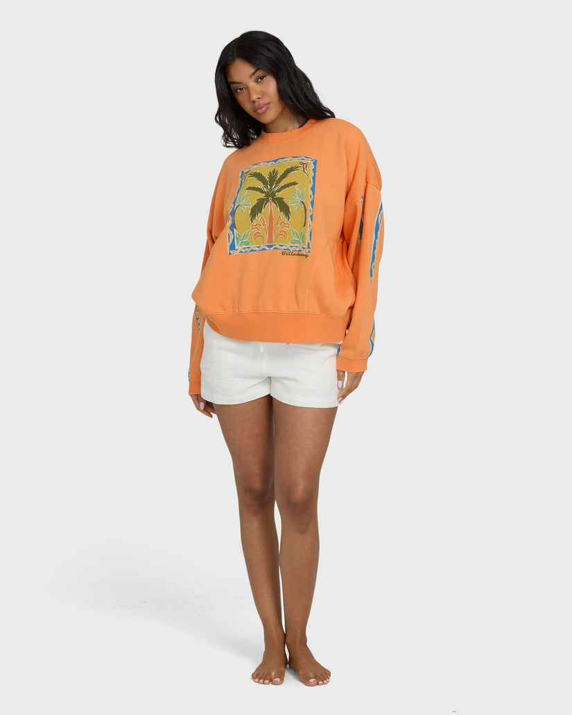 Palm Rio Crewneck Sweatshirt in Tangerine