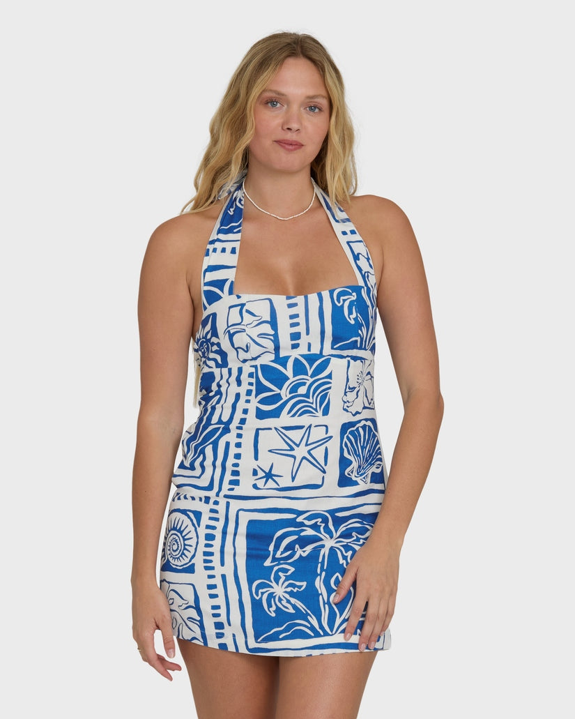 Sea Glow Mini Dress in True Blue