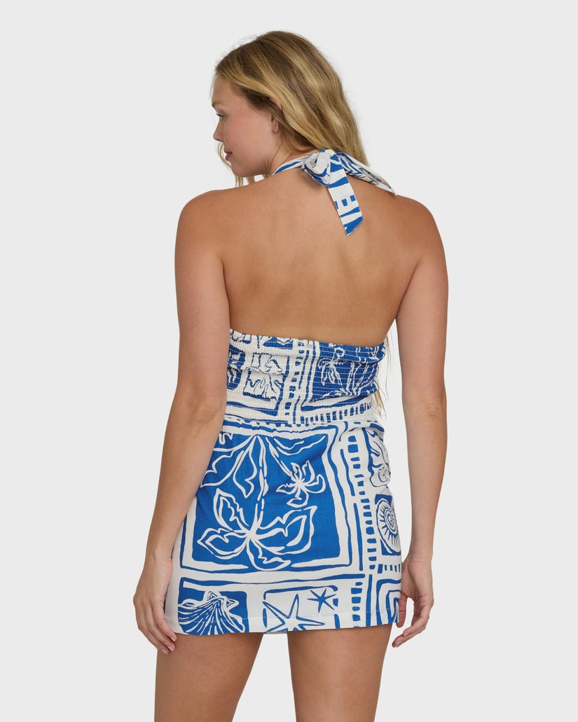 Sea Glow Mini Dress in True Blue