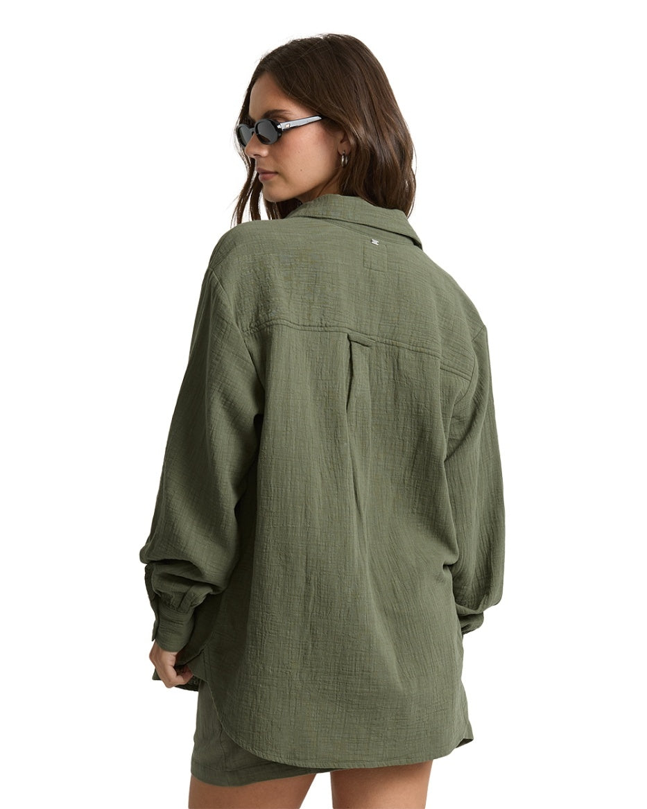 Wanderer Solid Long-Sleeve Top in Canteen