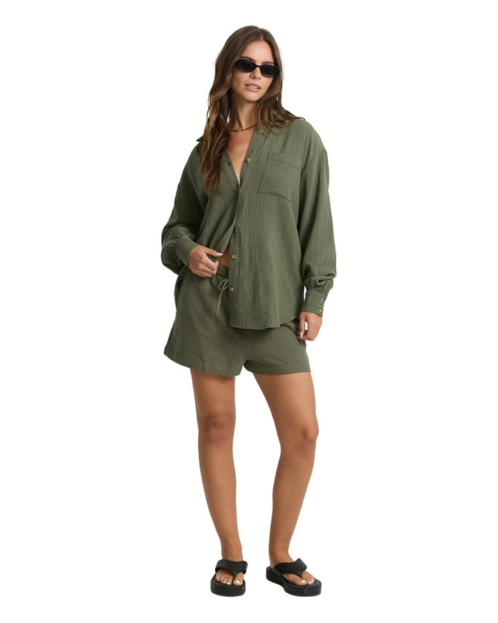 Wanderer Solid Long-Sleeve Top in Canteen