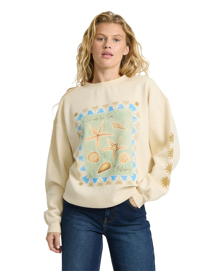 Ride in Crew Fleece in White Multi