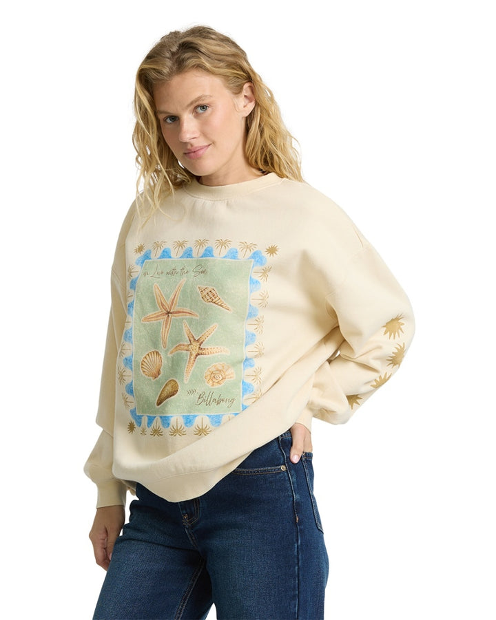 Ride in Crew Fleece in White Multi
