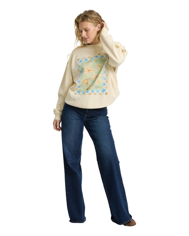 Ride in Crew Fleece in White Multi