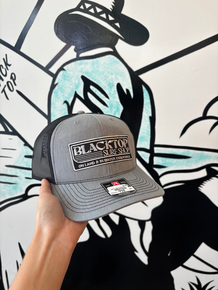 Retro Logo Trucker Hat in Heather Grey and Black