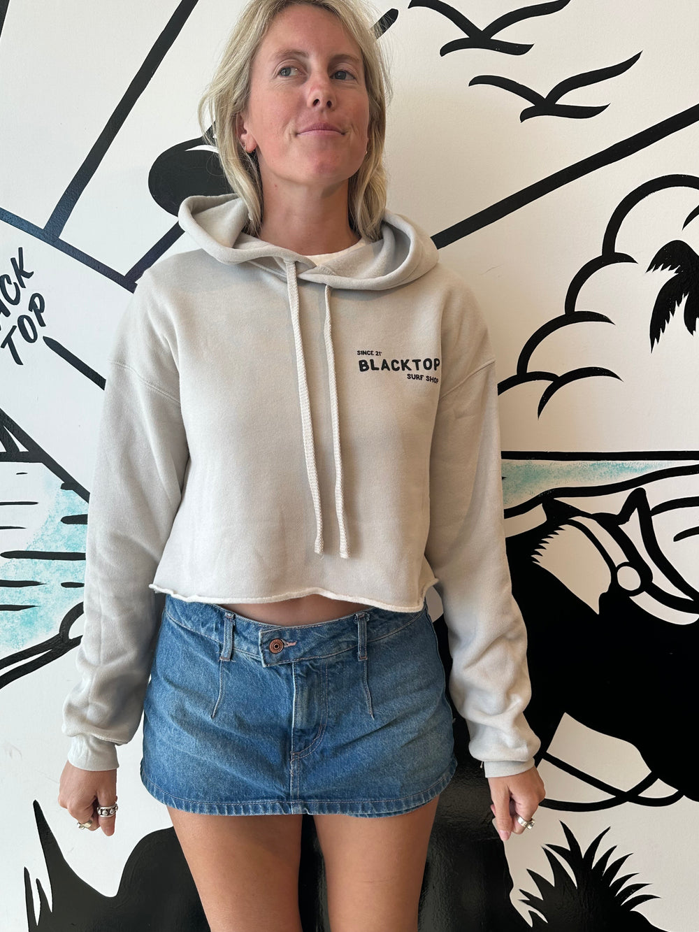 Dada Crop Hoodie in Heather Dust