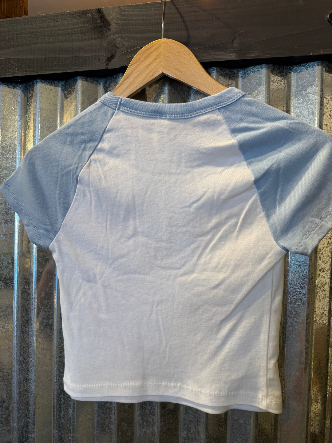 Geo Surf Stamp Raglan Baby Tee in Blue