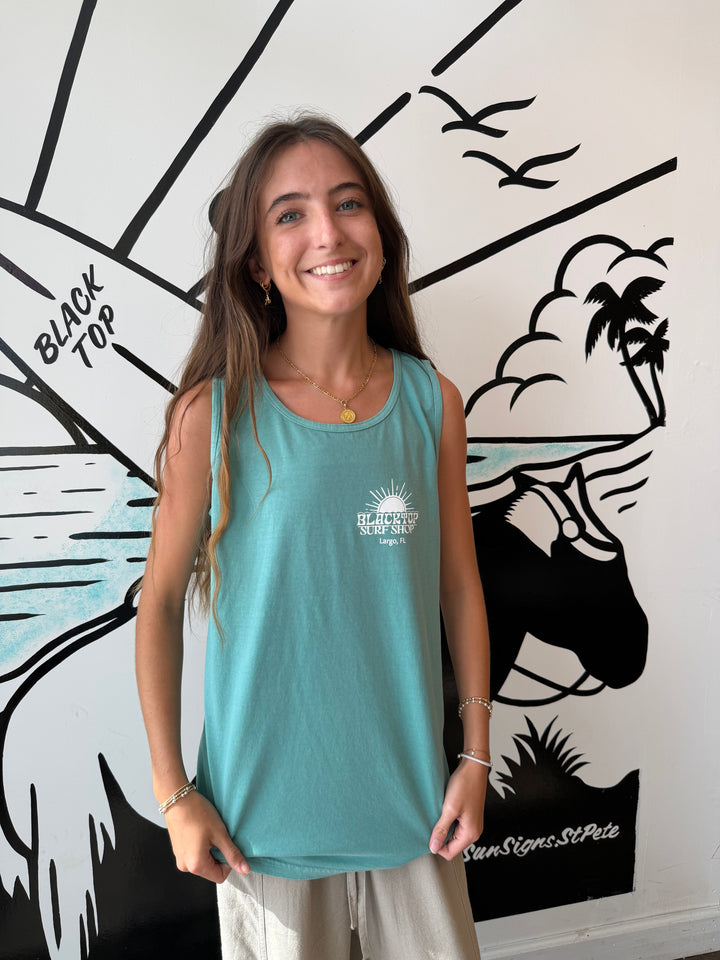 Blacktop Sun Tank in Seafoam