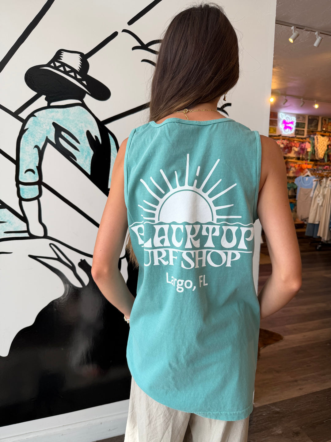 Blacktop Sun Tank in Seafoam