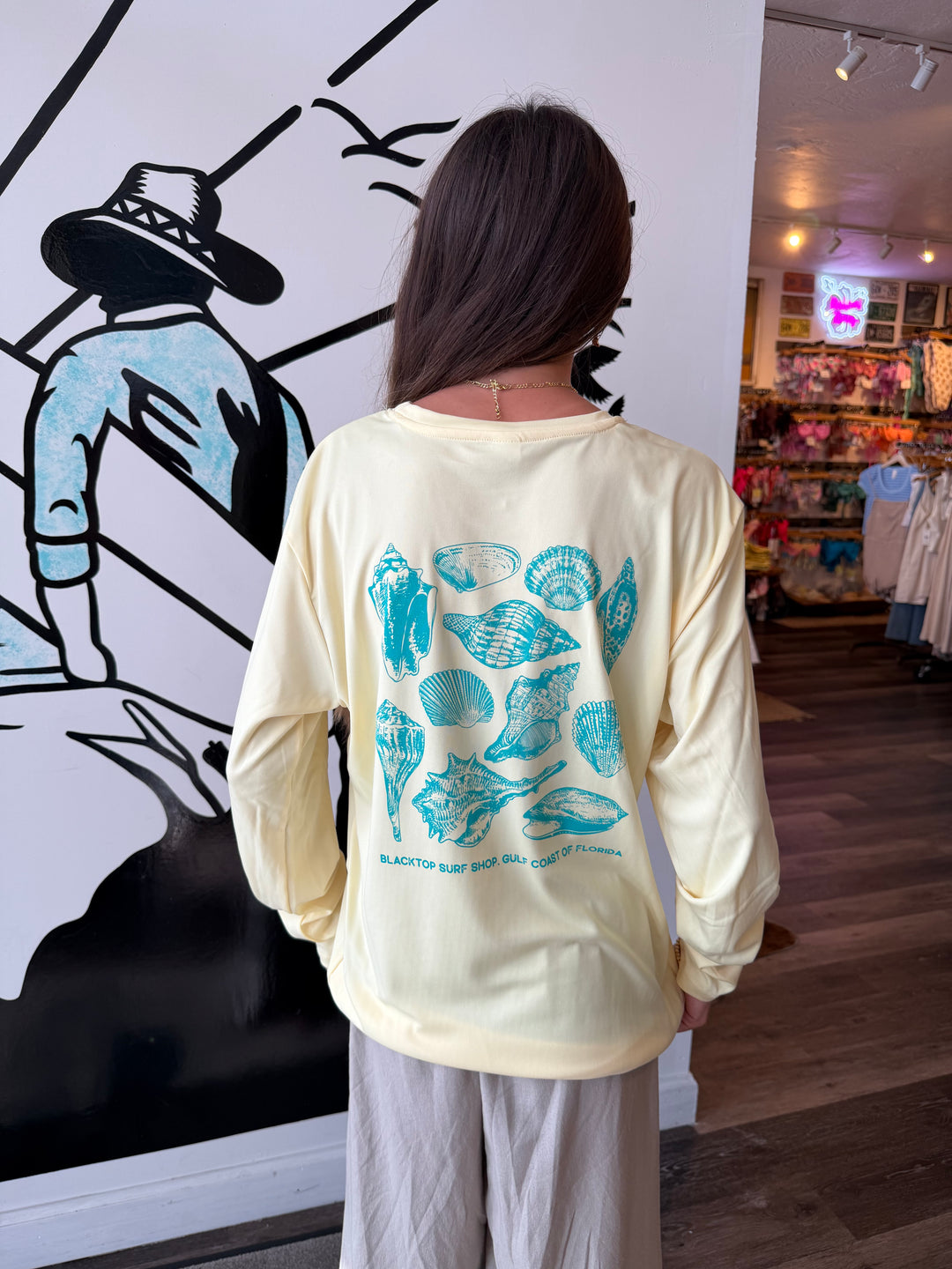 Seashell Therapy Long Sleeve Uv Protective Shirt in Canary
