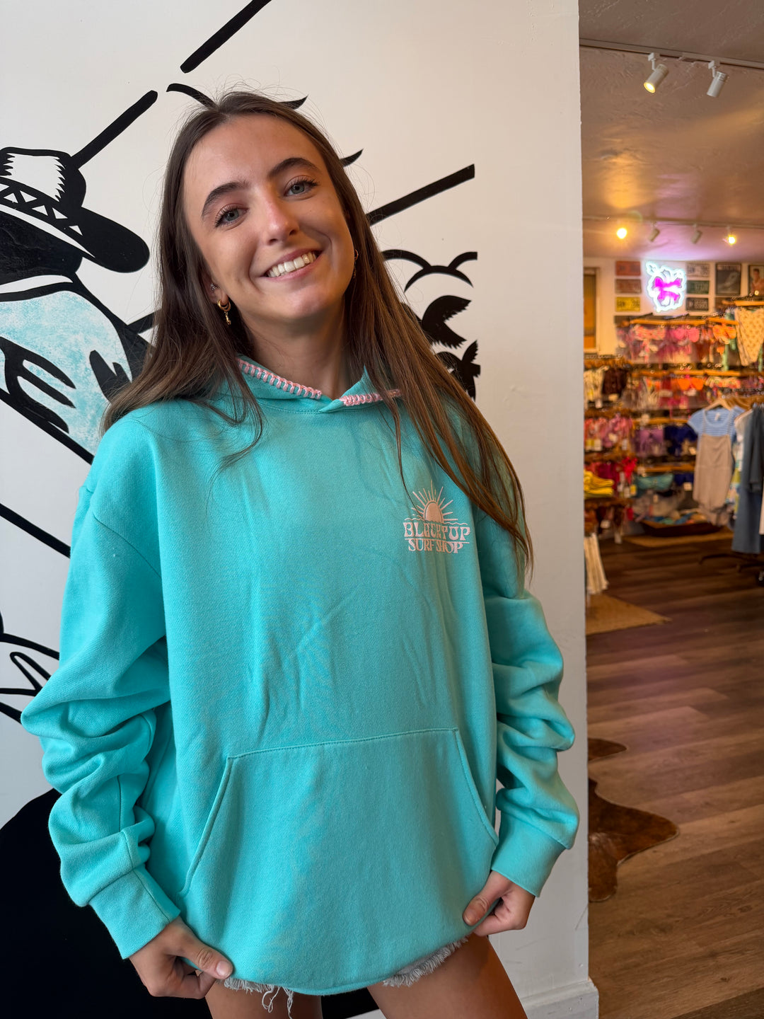 Blacktop Shores Hoodie in Teal