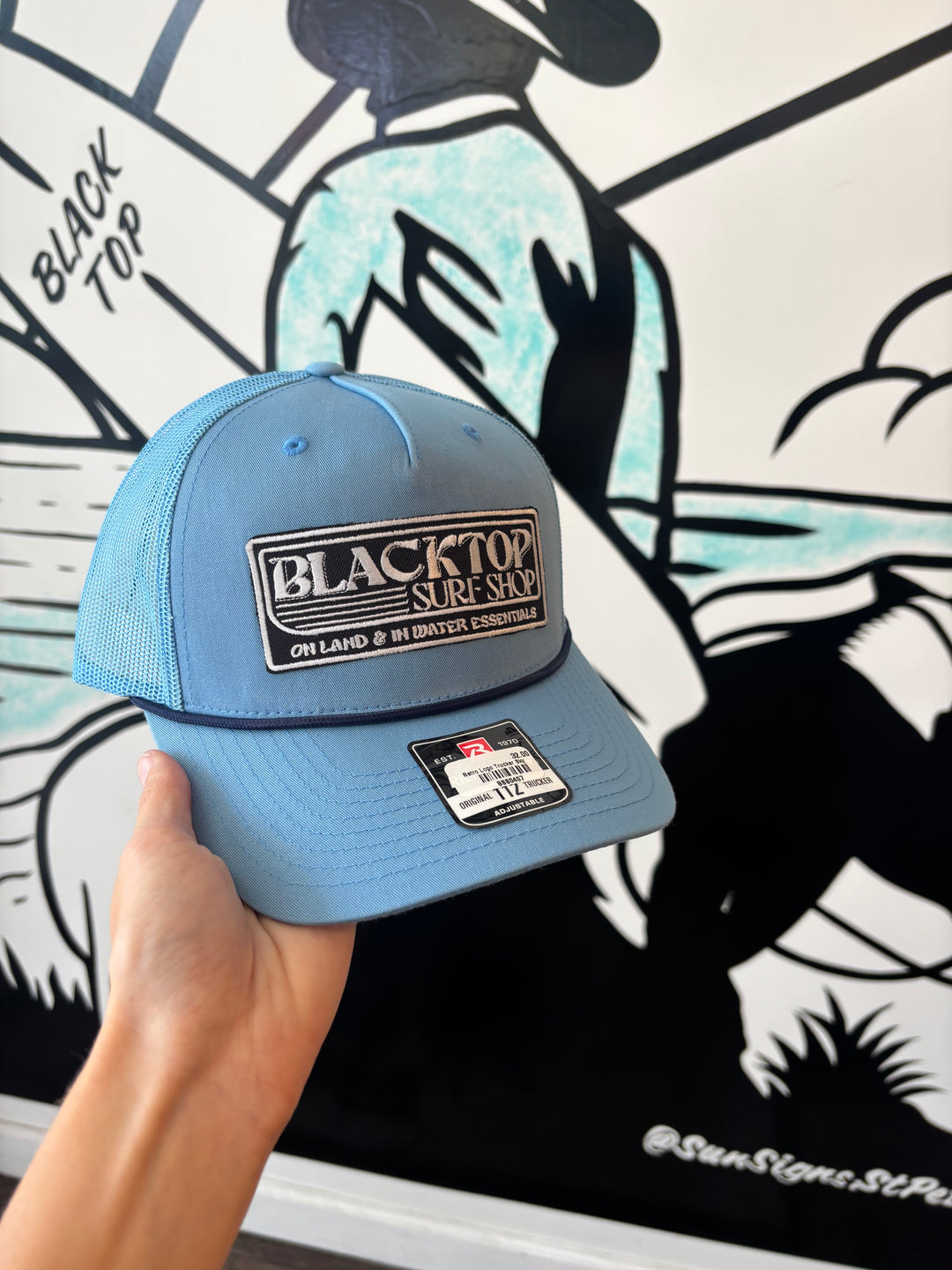 Retro Logo Trucker in Sky Blue