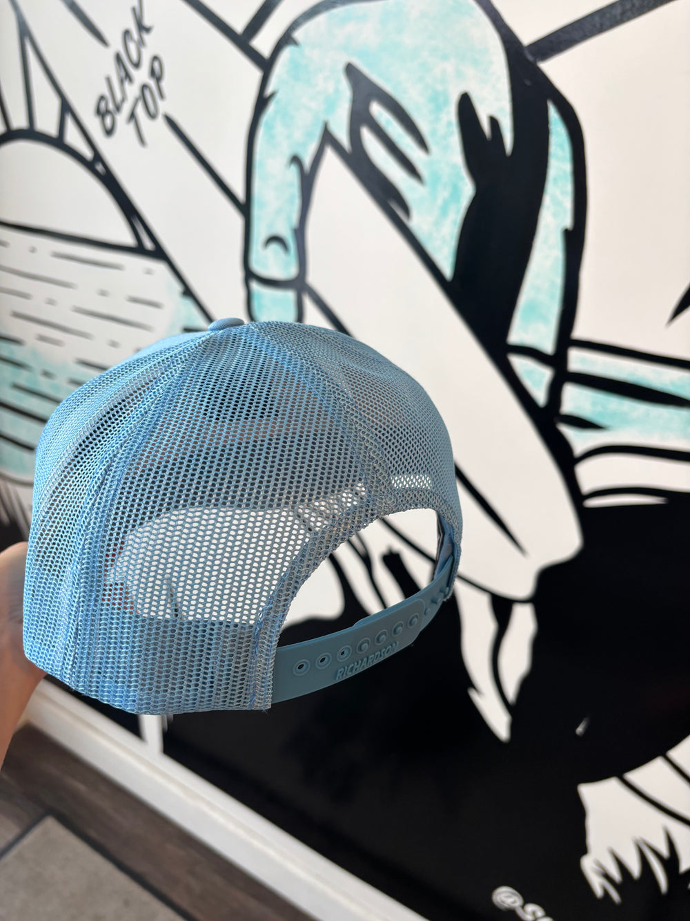 Retro Logo Trucker in Sky Blue