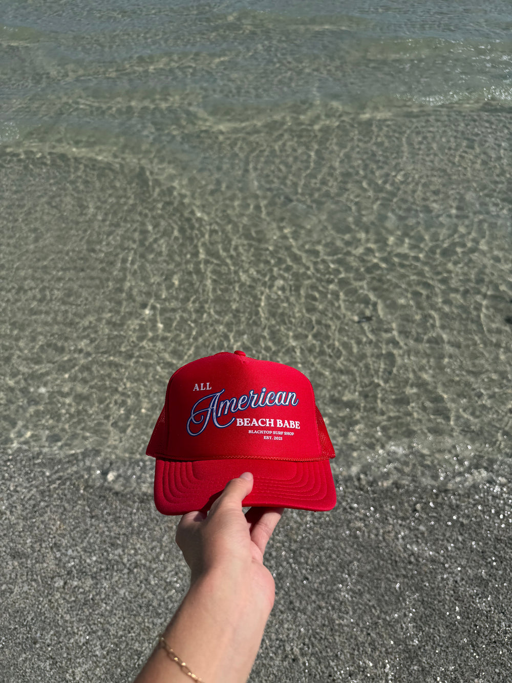All American Beach Babe Trucker Hat Red