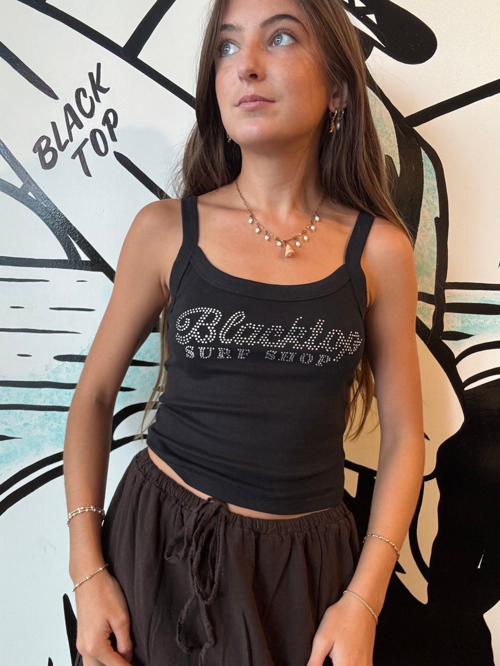 Sunglint Crop Tank Top in Onyx